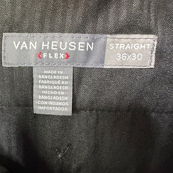 Van Heusen Flex Men Dress Pants 36X30 Black Stretch Flat Front Comfort Waist NEW - Picture 4 of 8